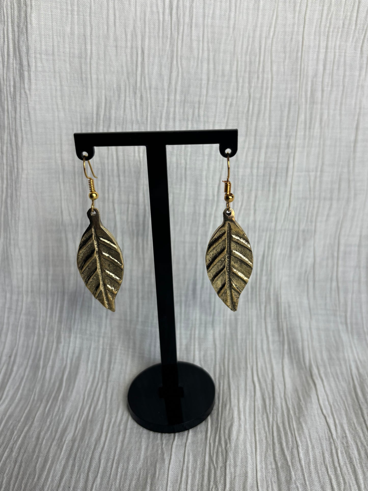 Brass Leaf Earrings