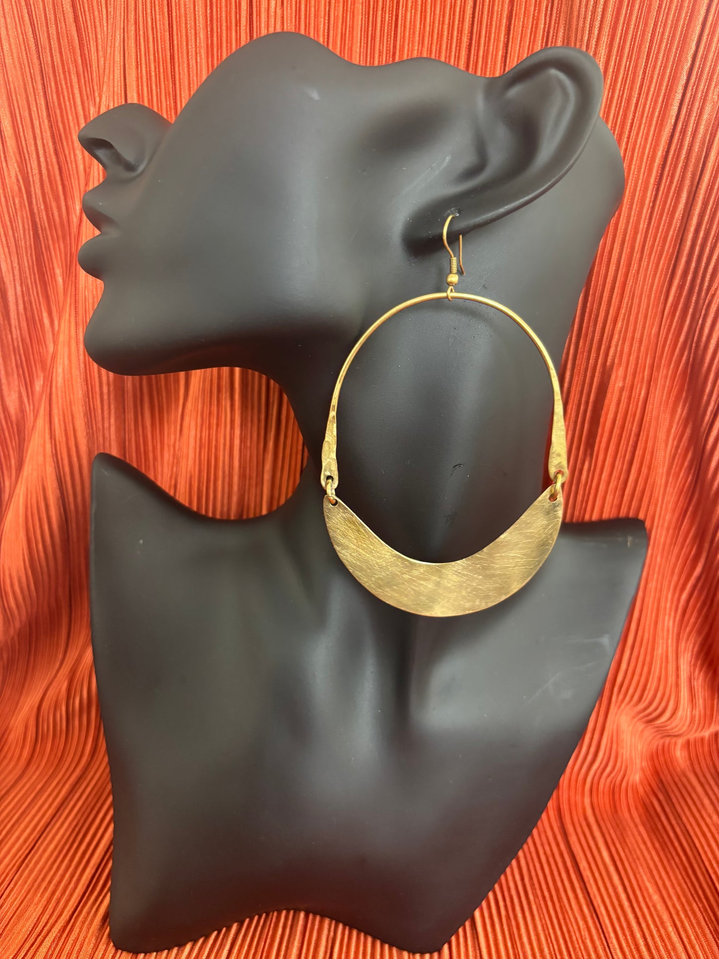 Golden Crescent Brass Hoops