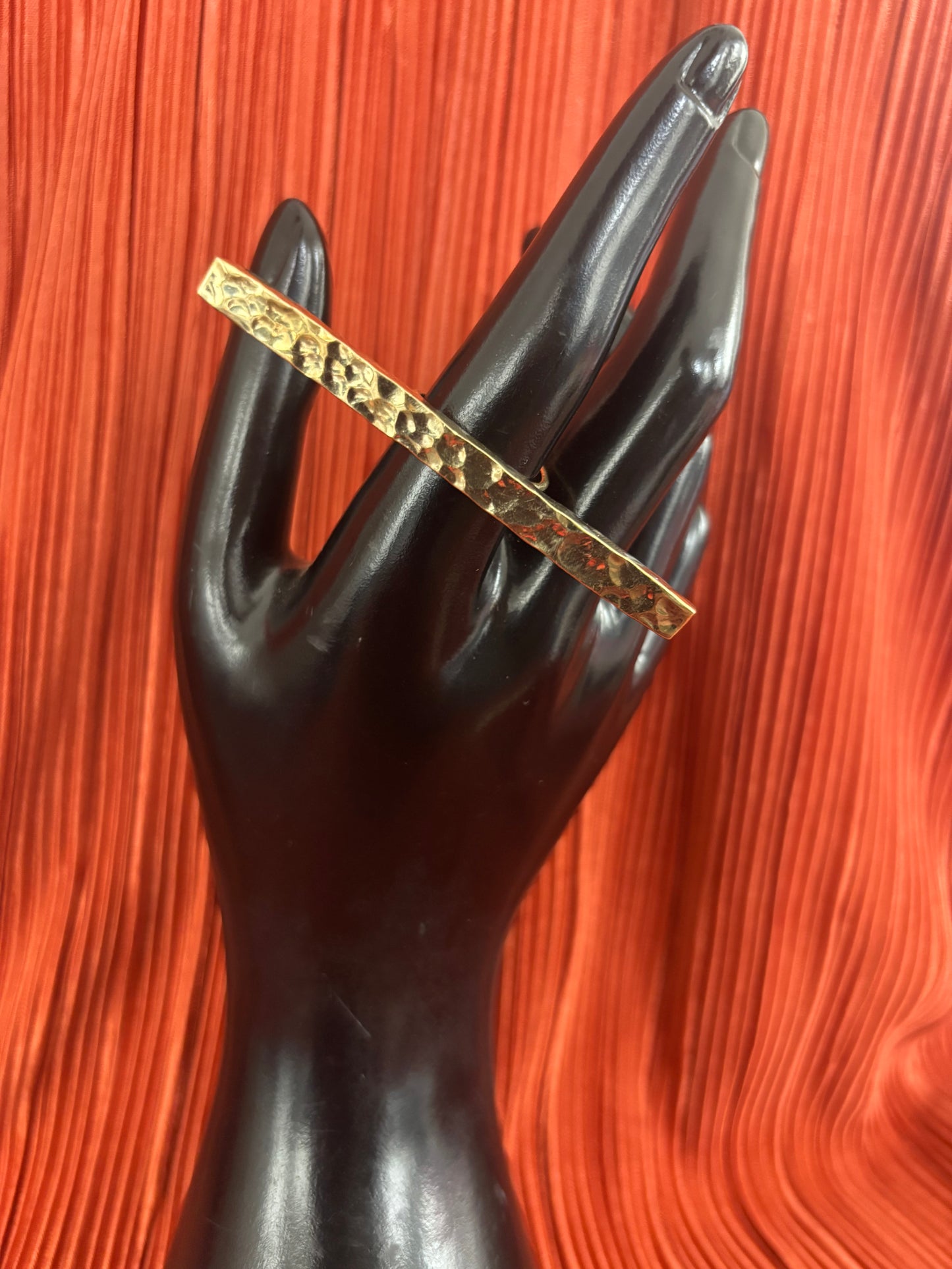 Hammered Brass Bar Ring