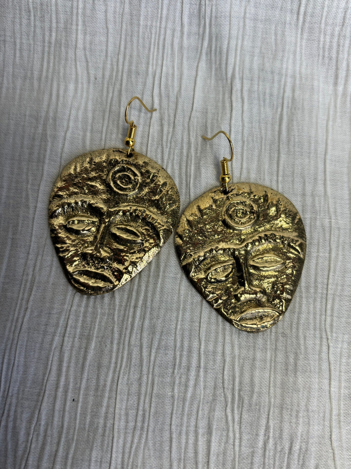 Brass Mask Earrings