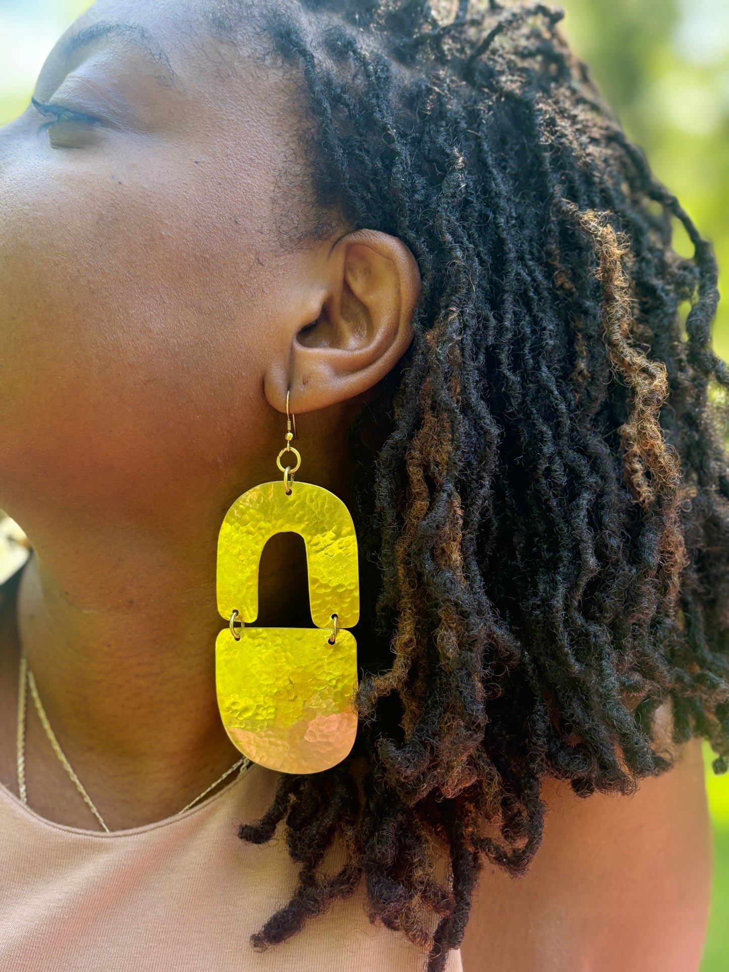 Sun Gate Brass Earrings