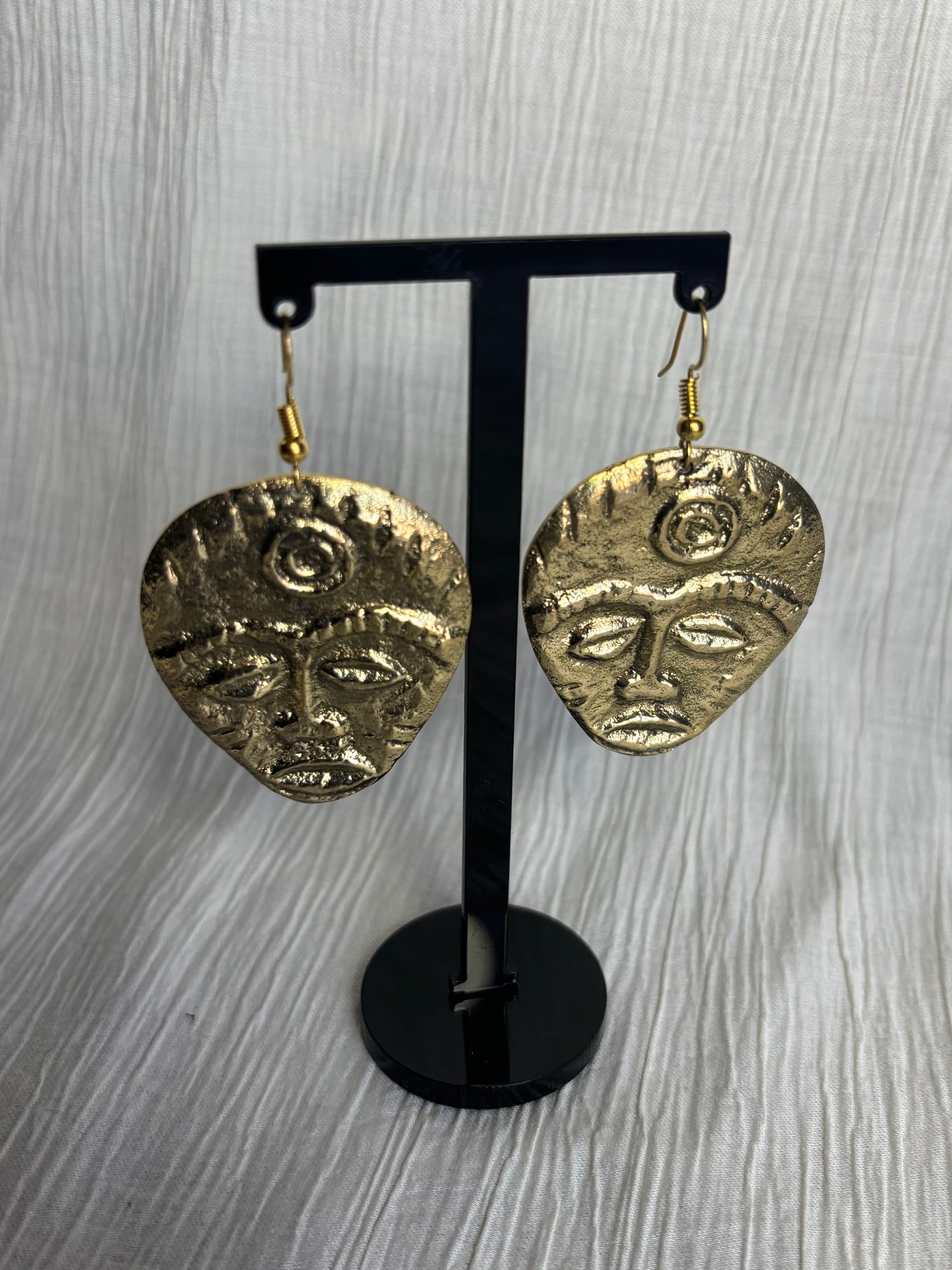 Brass Mask Earrings