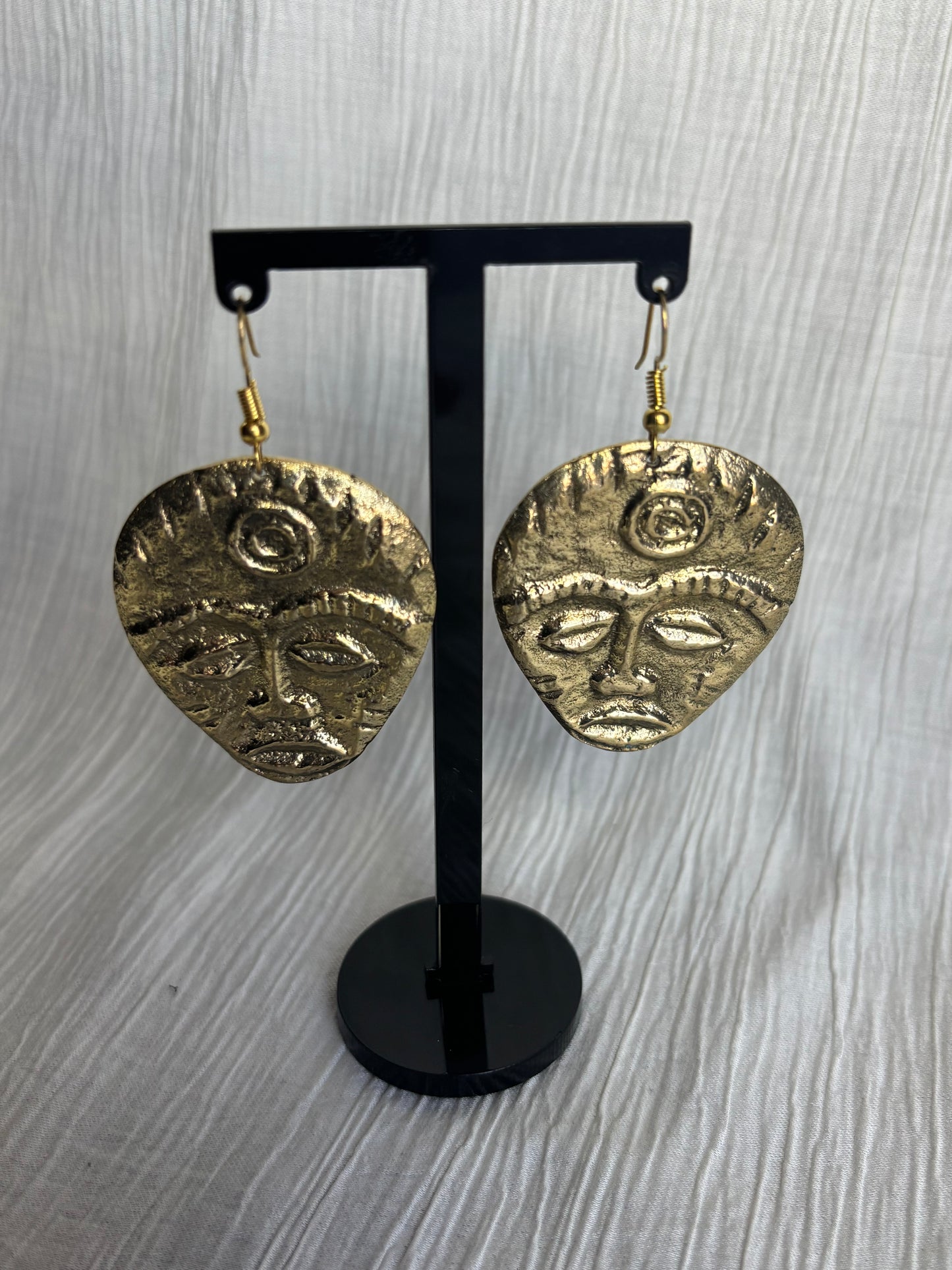 Brass Mask Earrings