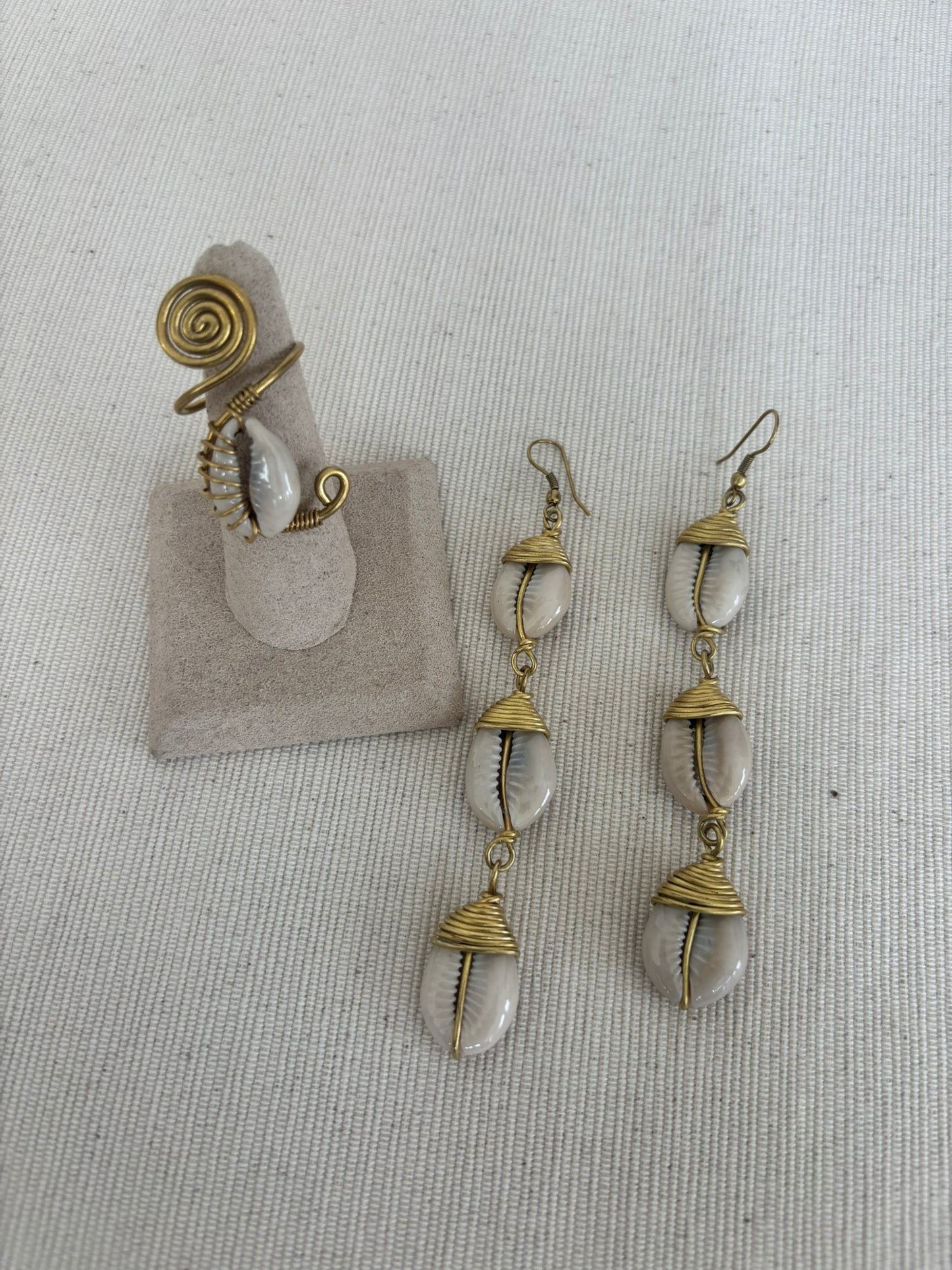 Malkia Cascade Cowrie Shell Earrings