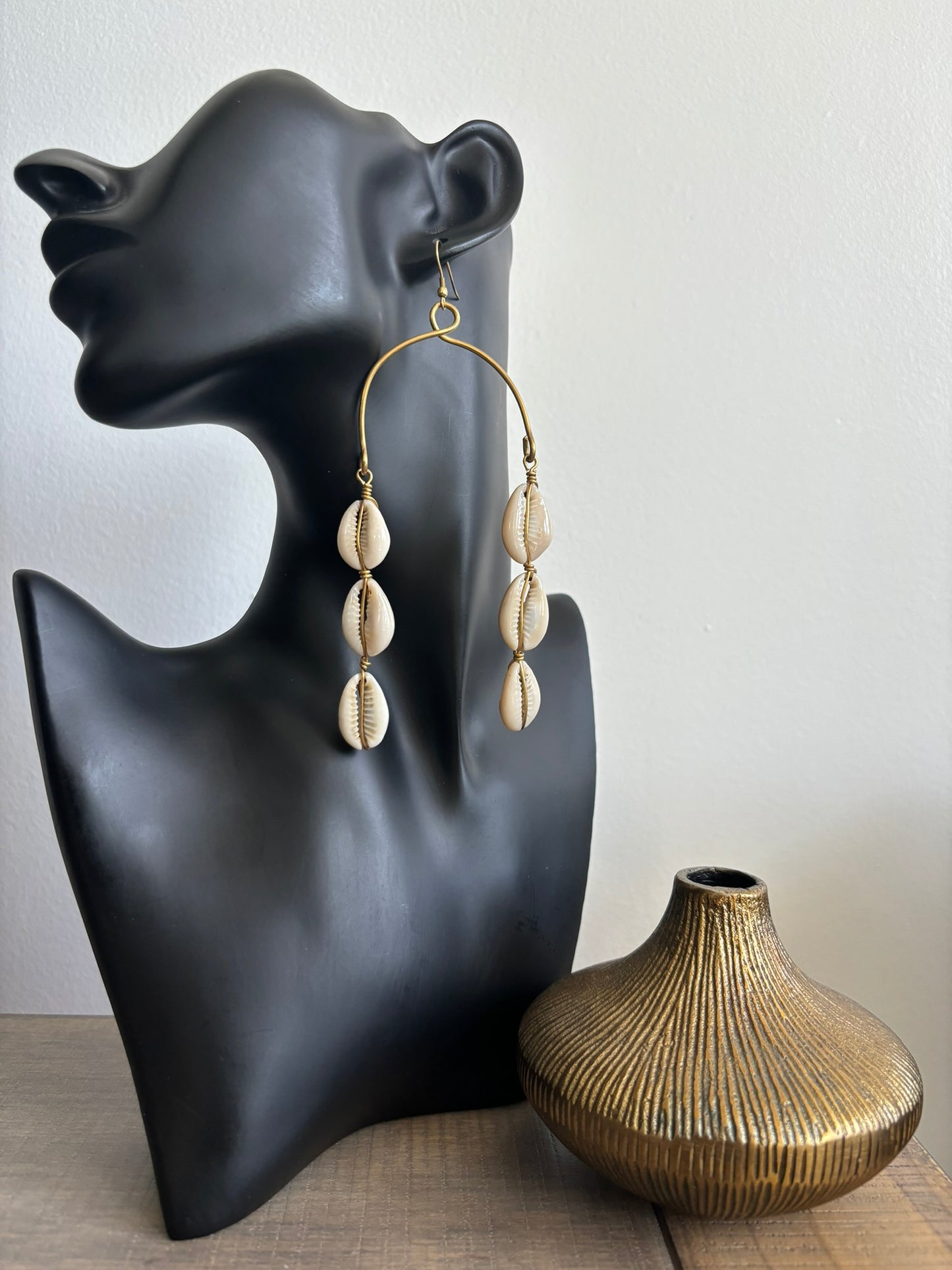 Mrembo Shoulder Drape Cowrie Earrings
