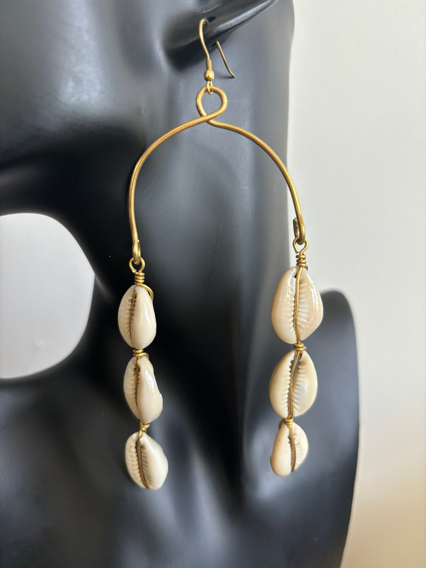 Mrembo Shoulder Drape Cowrie Earrings