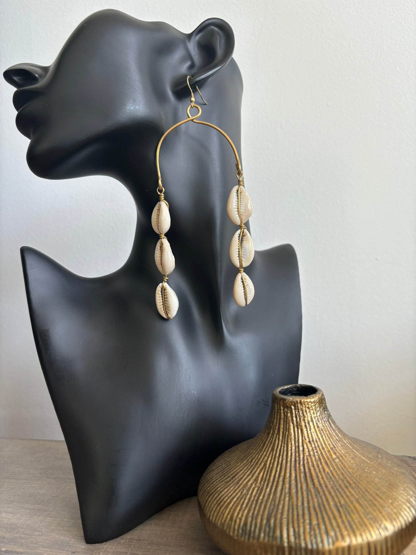 Mrembo Shoulder Drape Cowrie Earrings