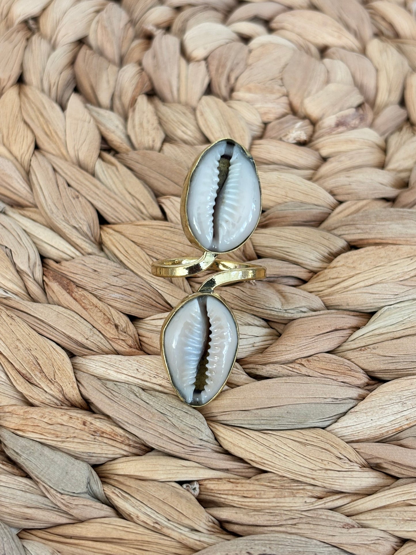 Twin Cowrie Shell Ring – Double Grace