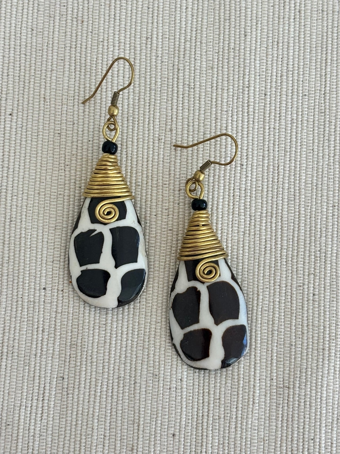 Madoadoa Brass Wrapped Bone Earrings