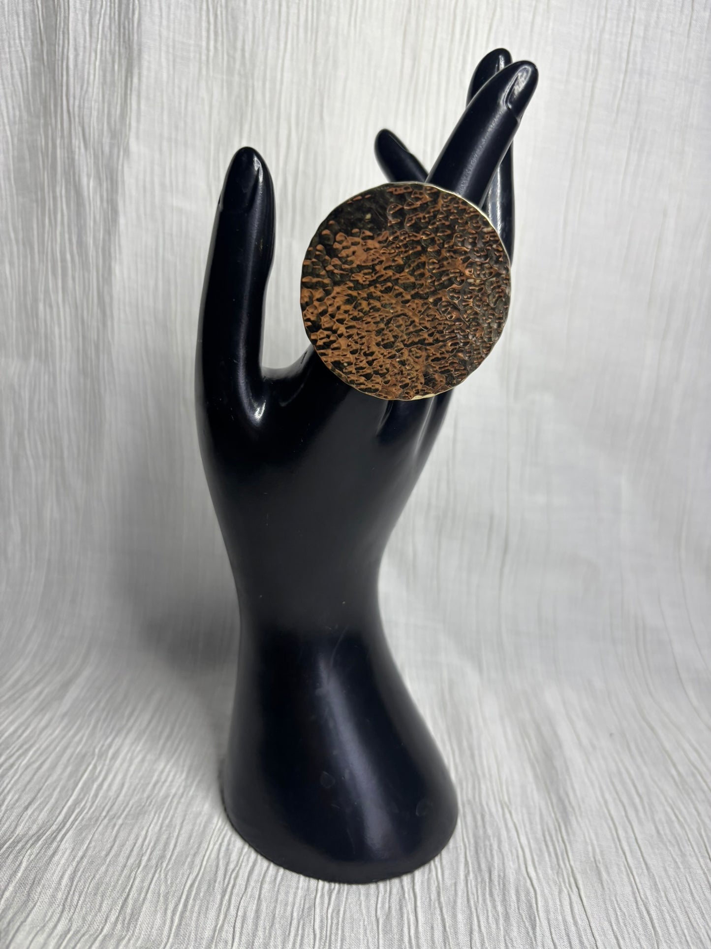Imara Ring- Hammered Brass Circle Statement Ring