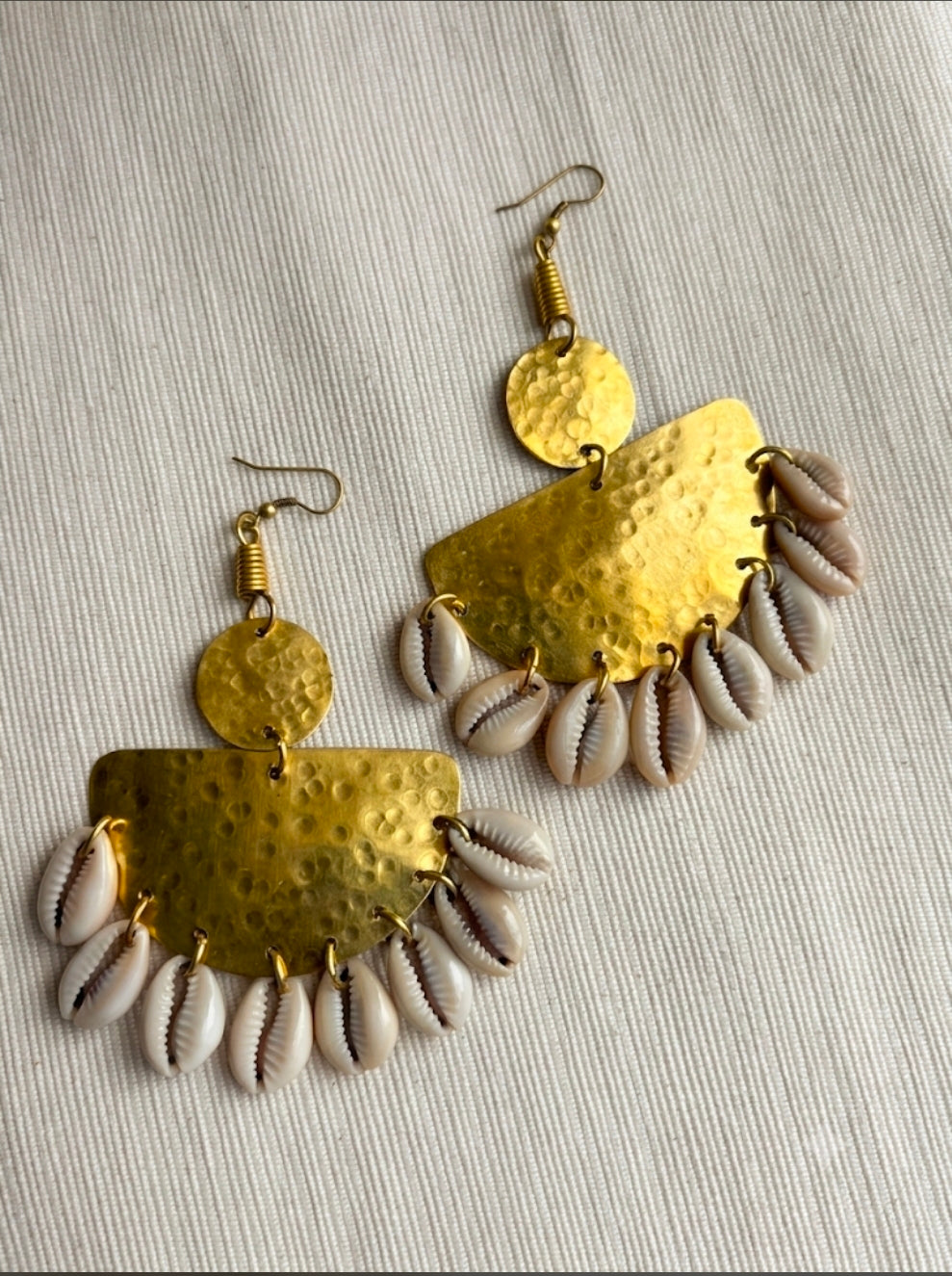 Luna Cowrie Half-Moon Earrings