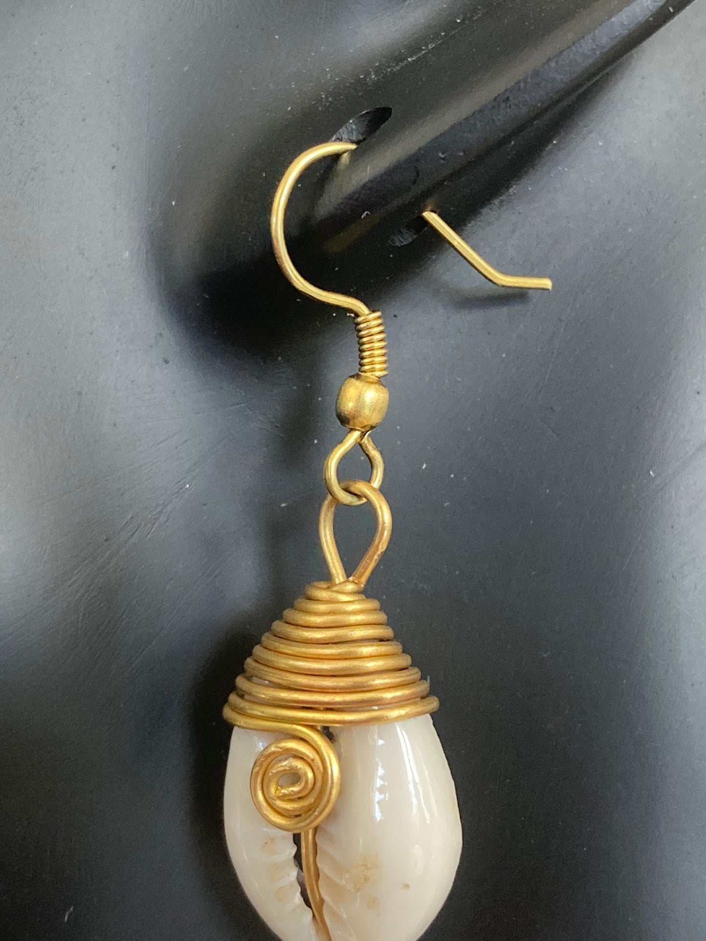 White Earrings with Cowrie