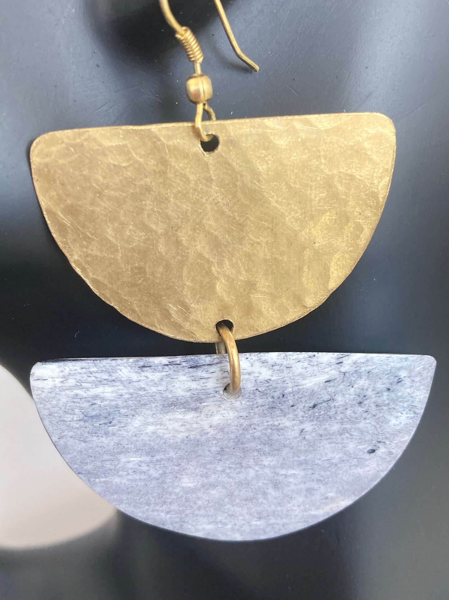Grey & Gold Brass Earrings
