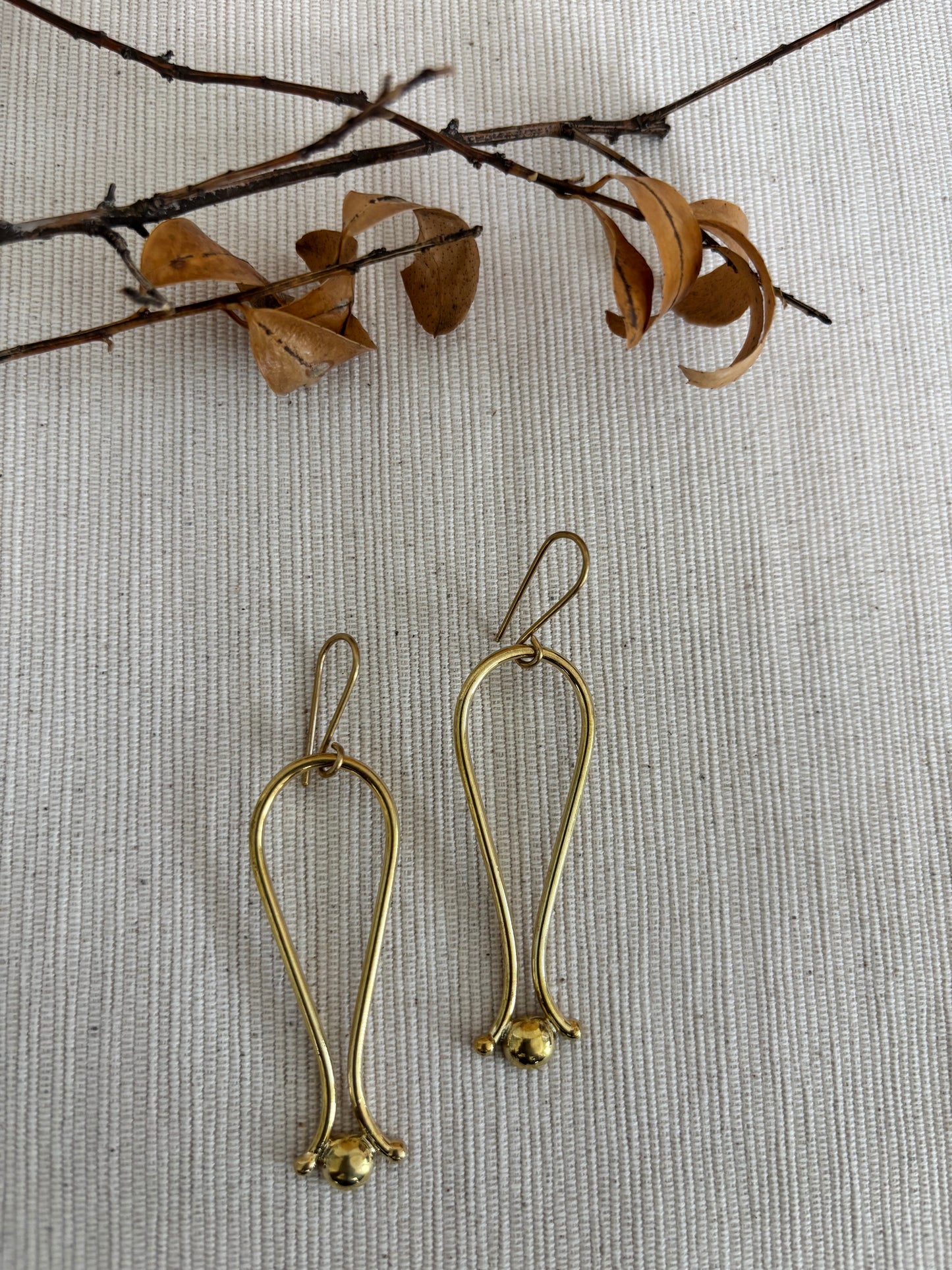Nia Brass Drop Earrings