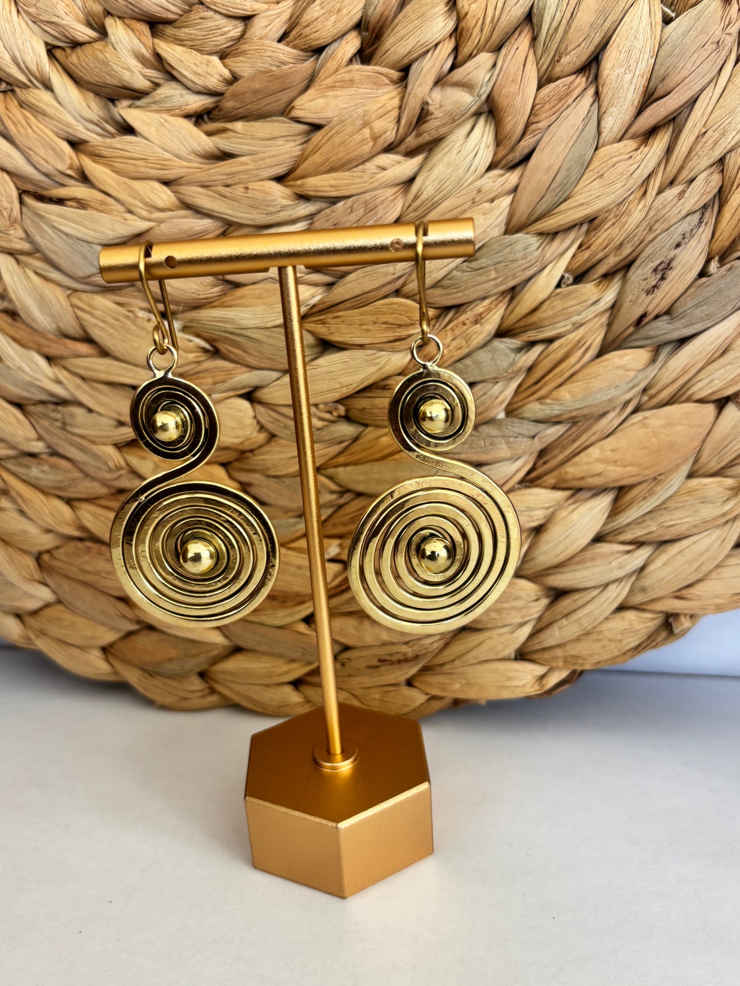 Mduara Spiral Brass Earrings