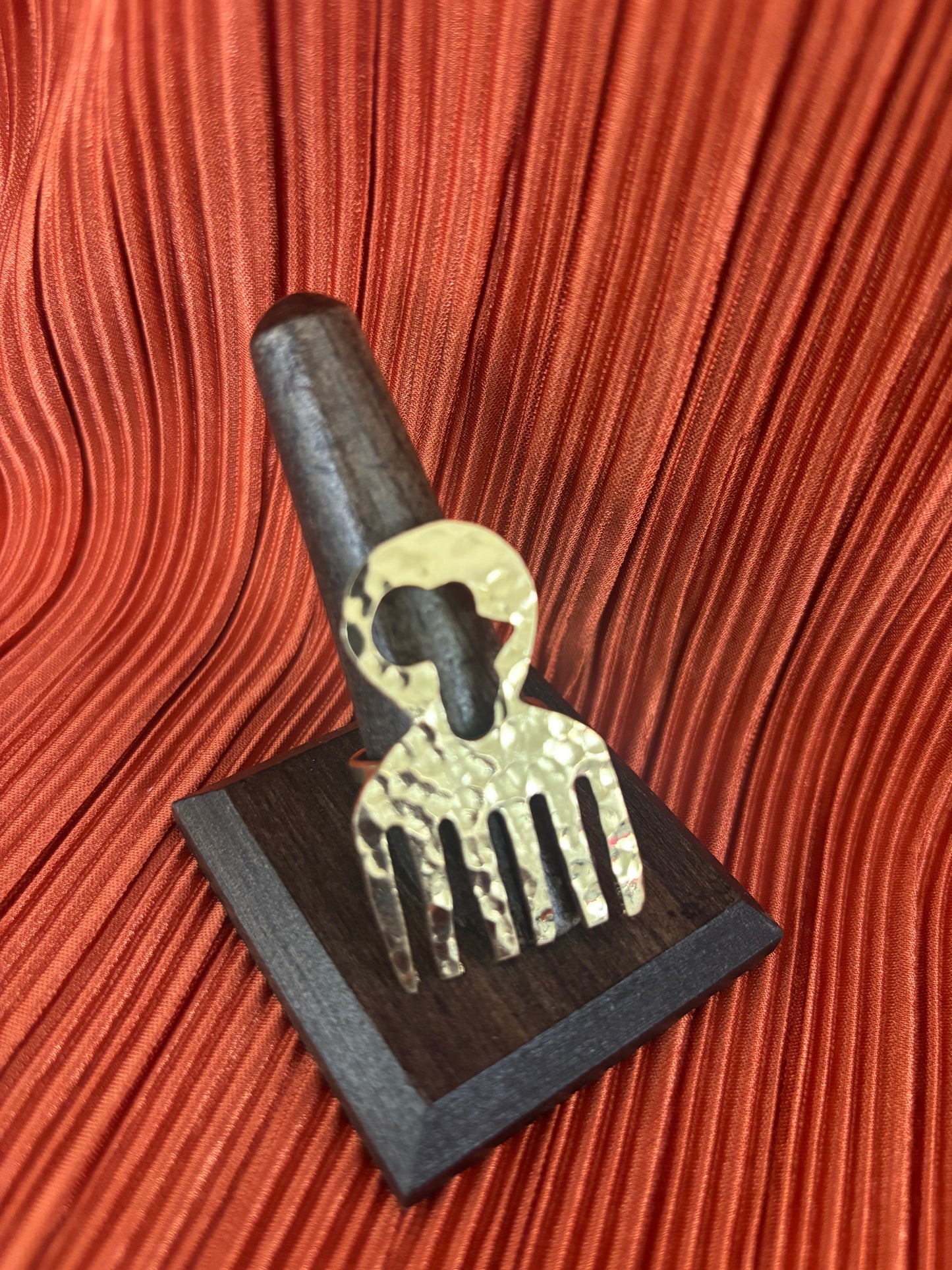 Hammered Brass Comb Ring