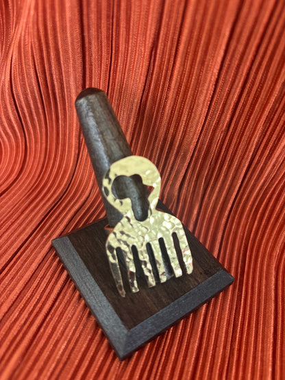Hammered Brass Comb Ring