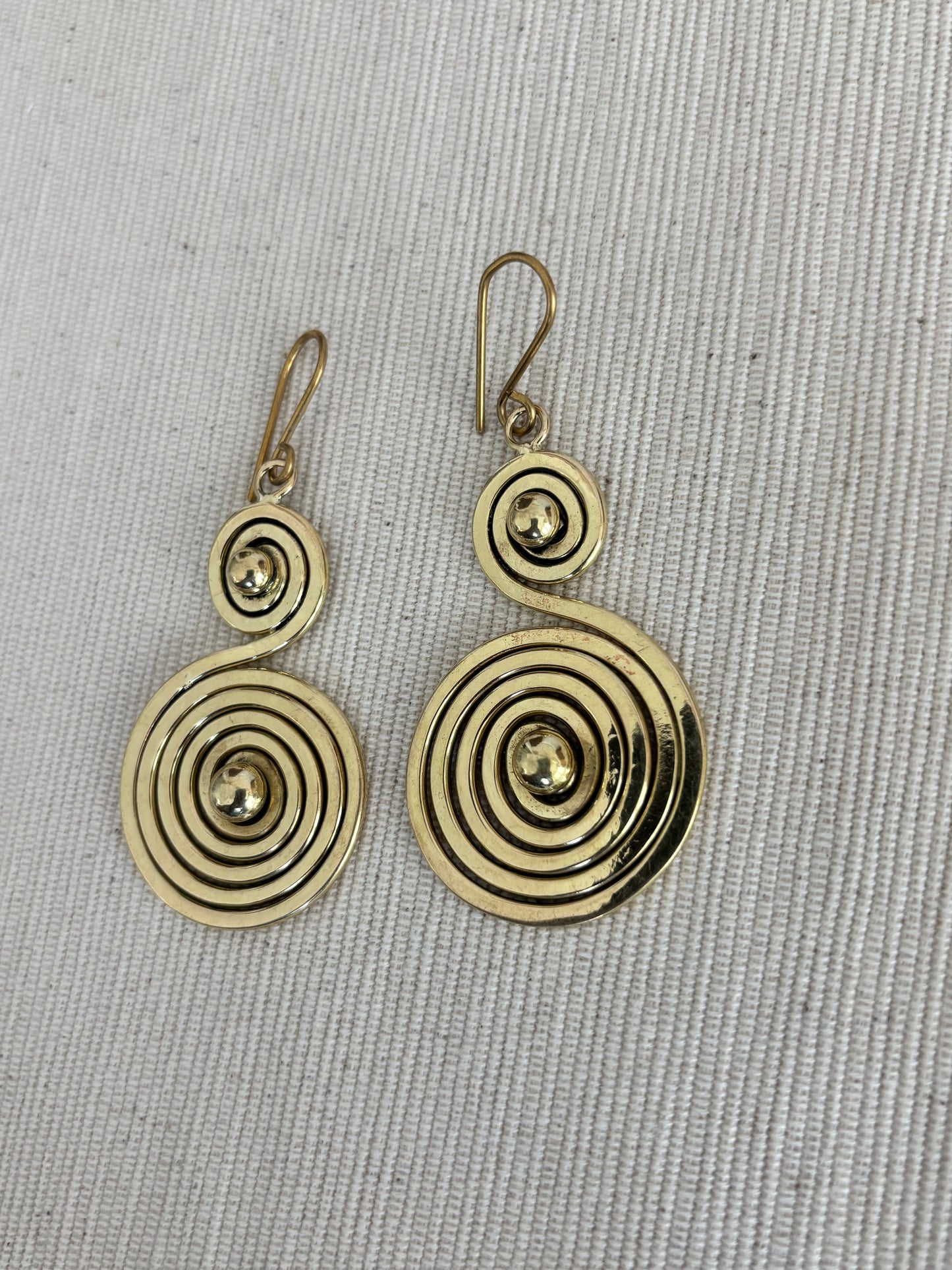 Mduara Spiral Brass Earrings