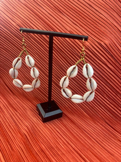 Coastal Queen Cowrie Hoops