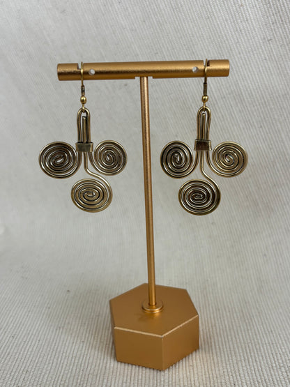 Golden Spiral Brass Earrings