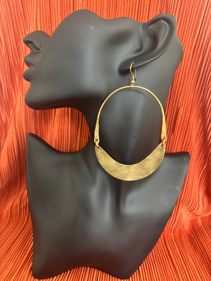 Golden Crescent Brass Hoops