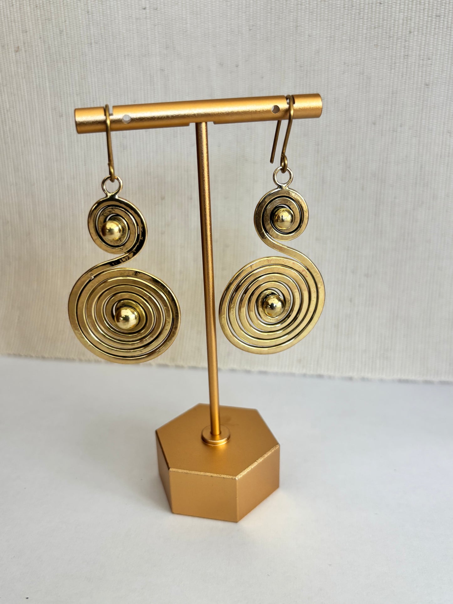Mduara Spiral Brass Earrings