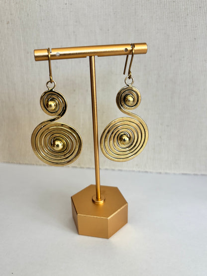 Mduara Spiral Brass Earrings