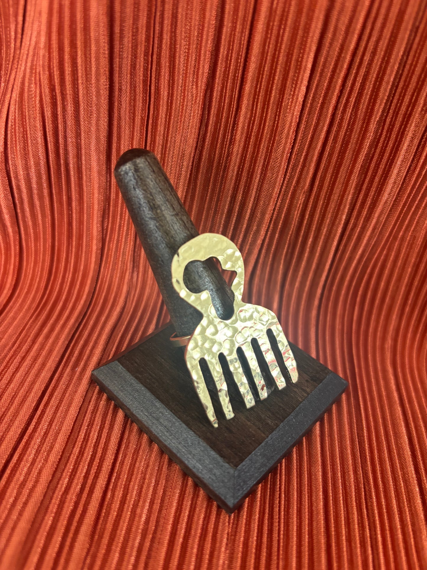 Hammered Brass Comb Ring