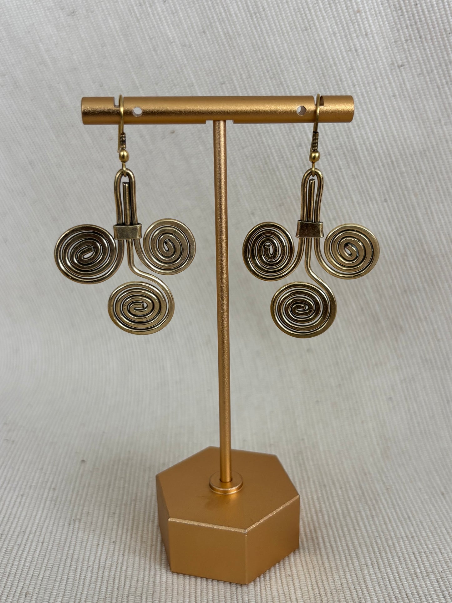 Golden Spiral Brass Earrings