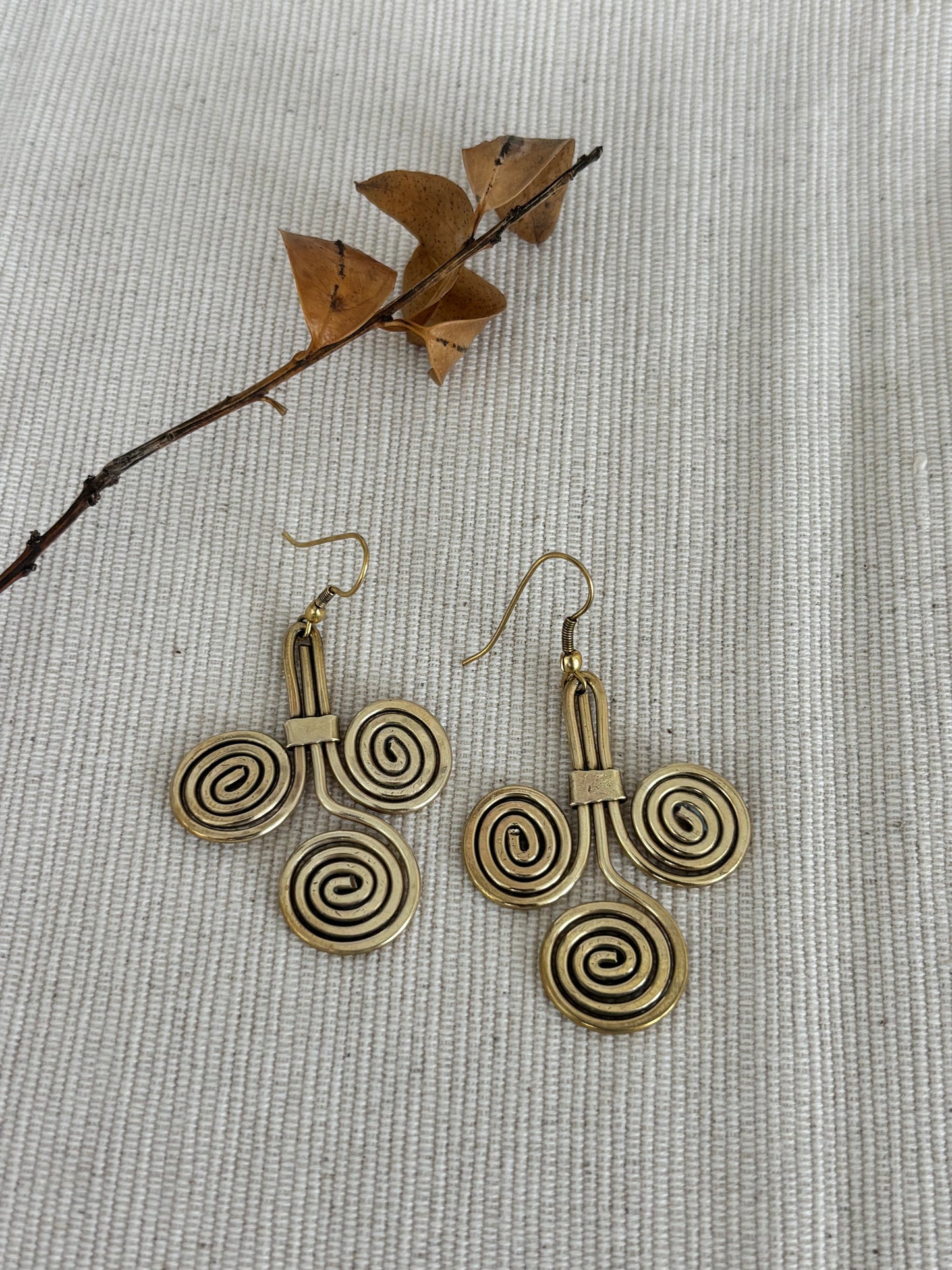 Golden Spiral Brass Earrings