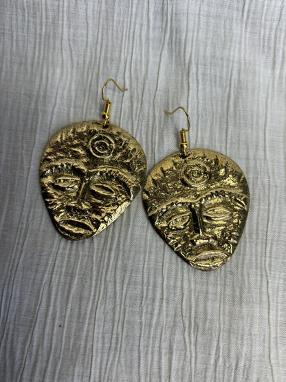 Brass Mask Earrings