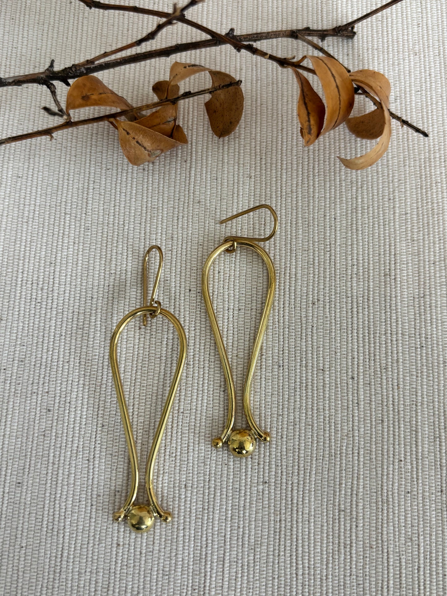 Nia Brass Drop Earrings
