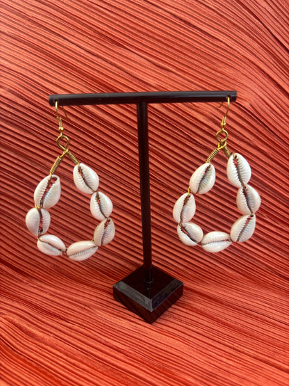 Coastal Queen Cowrie Hoops