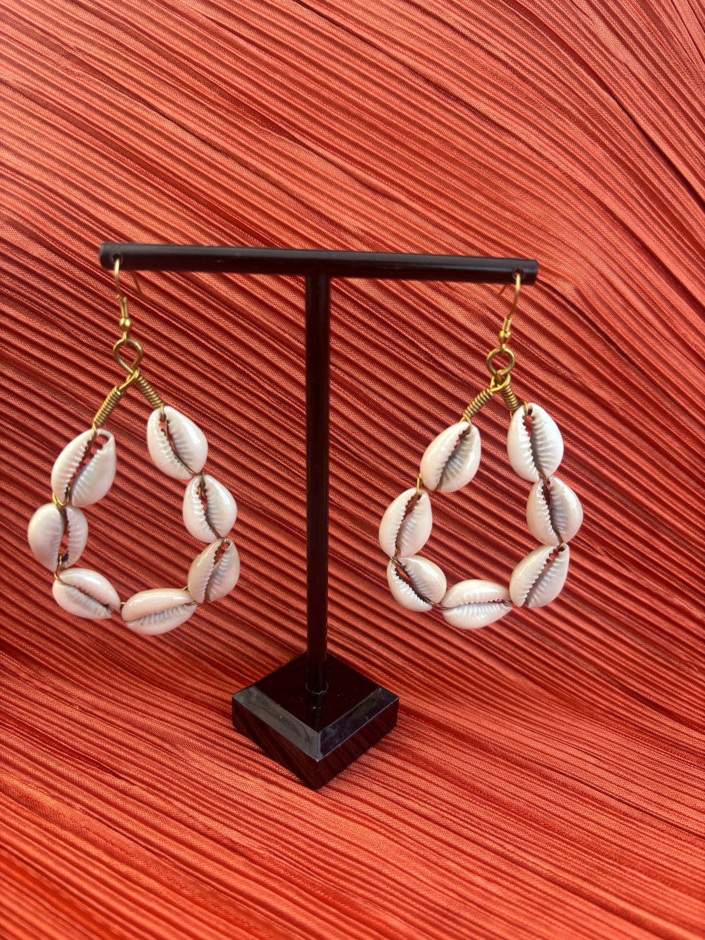 Coastal Queen Cowrie Hoops