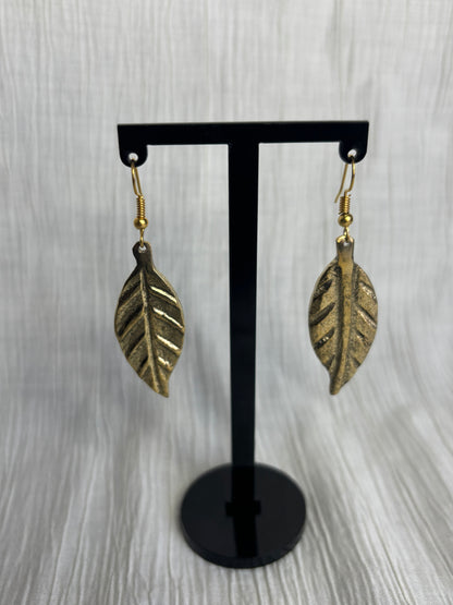 Brass Leaf Earrings