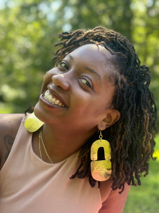 Sun Gate Brass Earrings