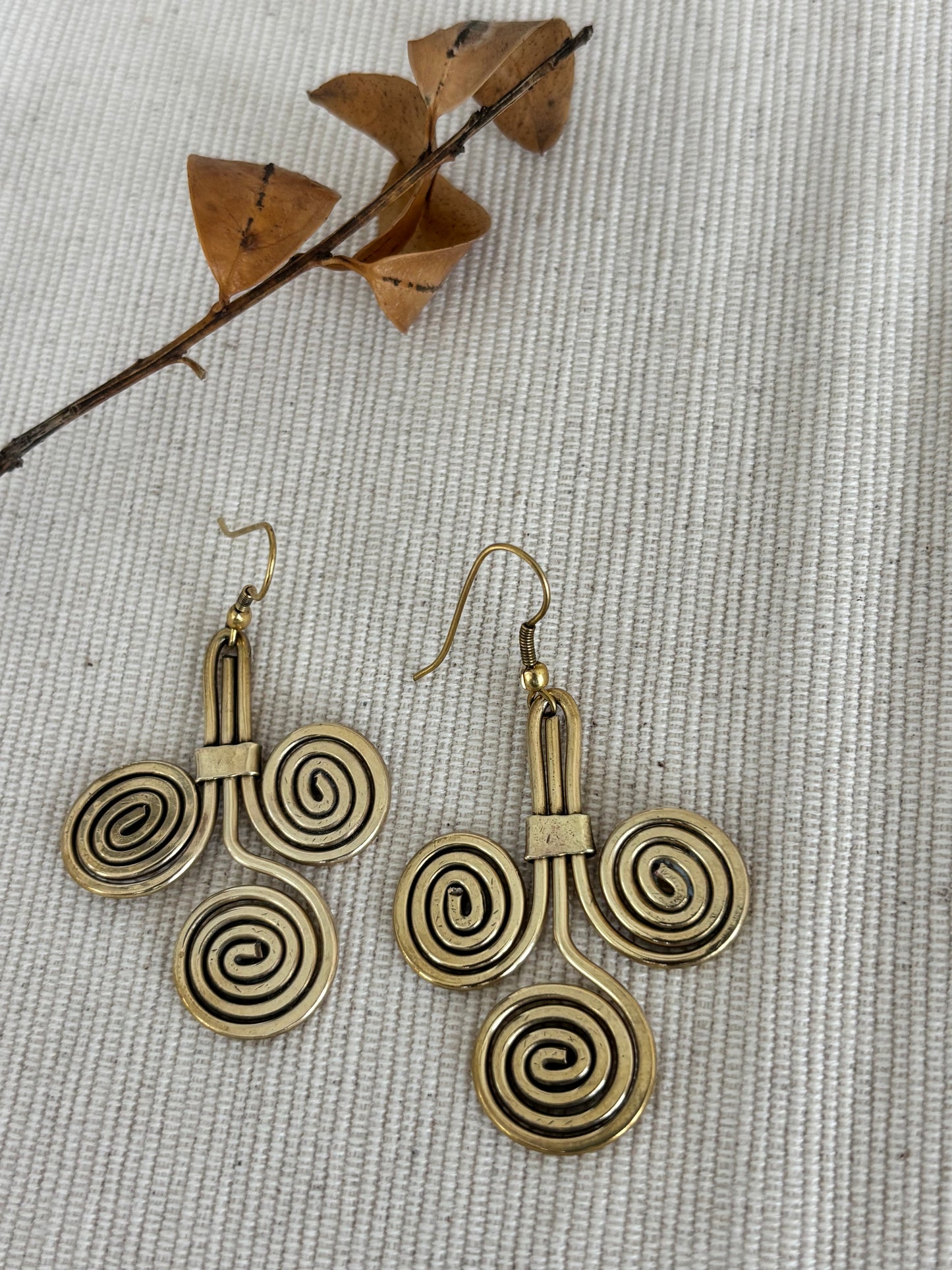 Golden Spiral Brass Earrings