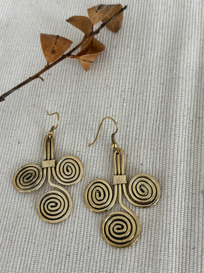 Golden Spiral Brass Earrings