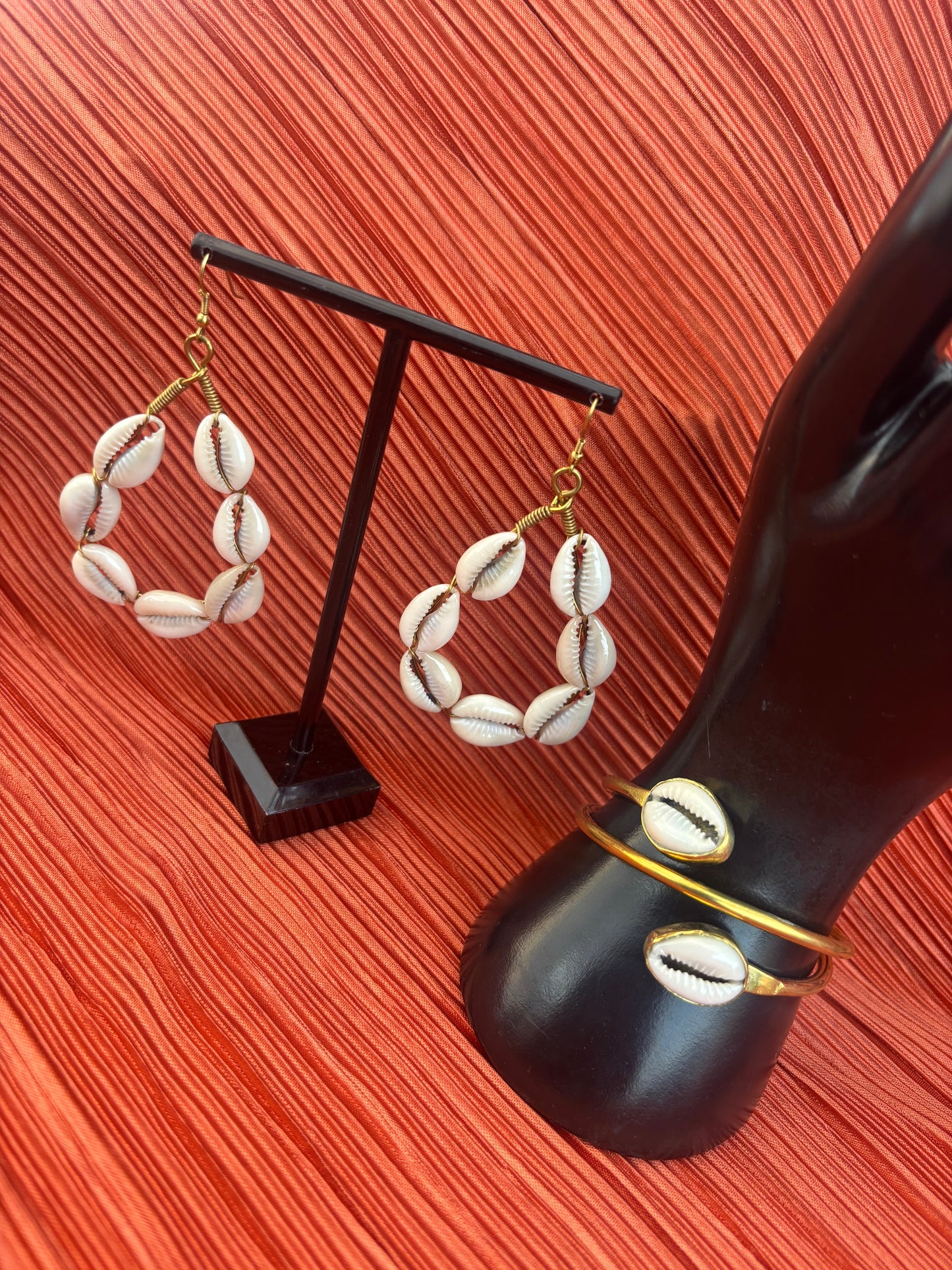 Coastal Queen Cowrie Hoops