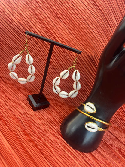 Coastal Queen Cowrie Hoops
