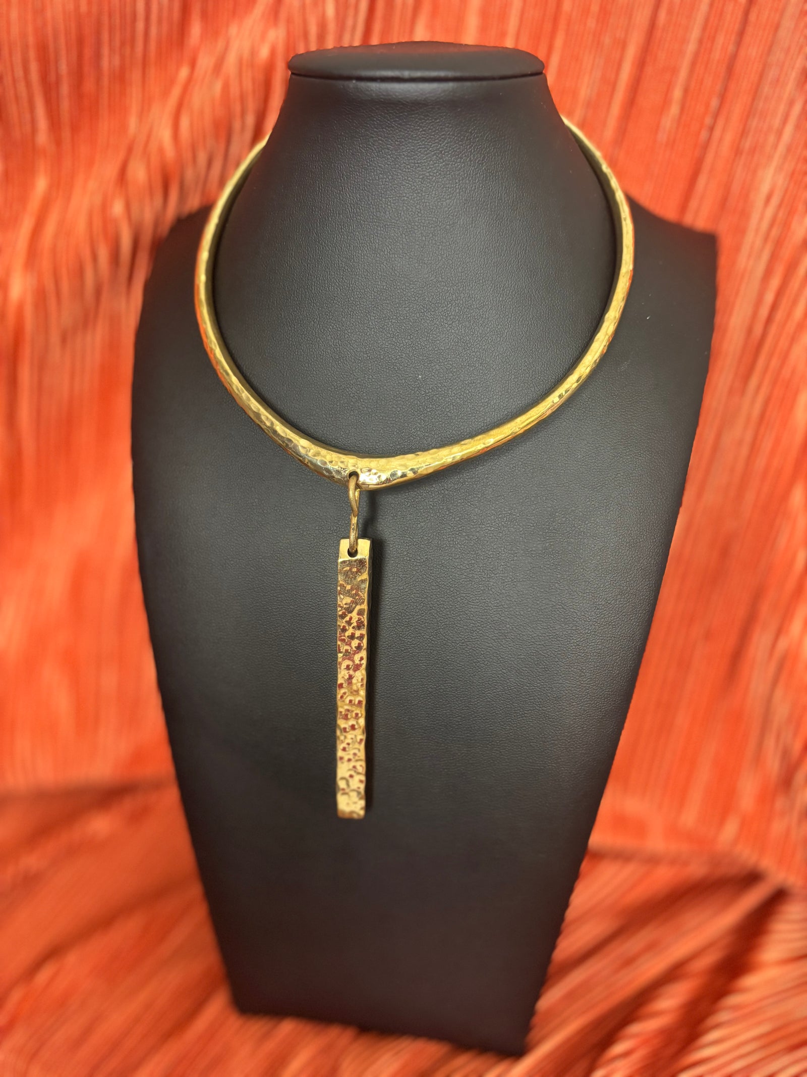 Drop Pendant Hammered Gold Choker