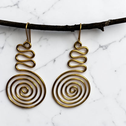 Malkia Spiral Statement Earrings- Large