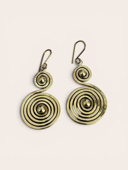 Mduara Spiral Brass Earrings