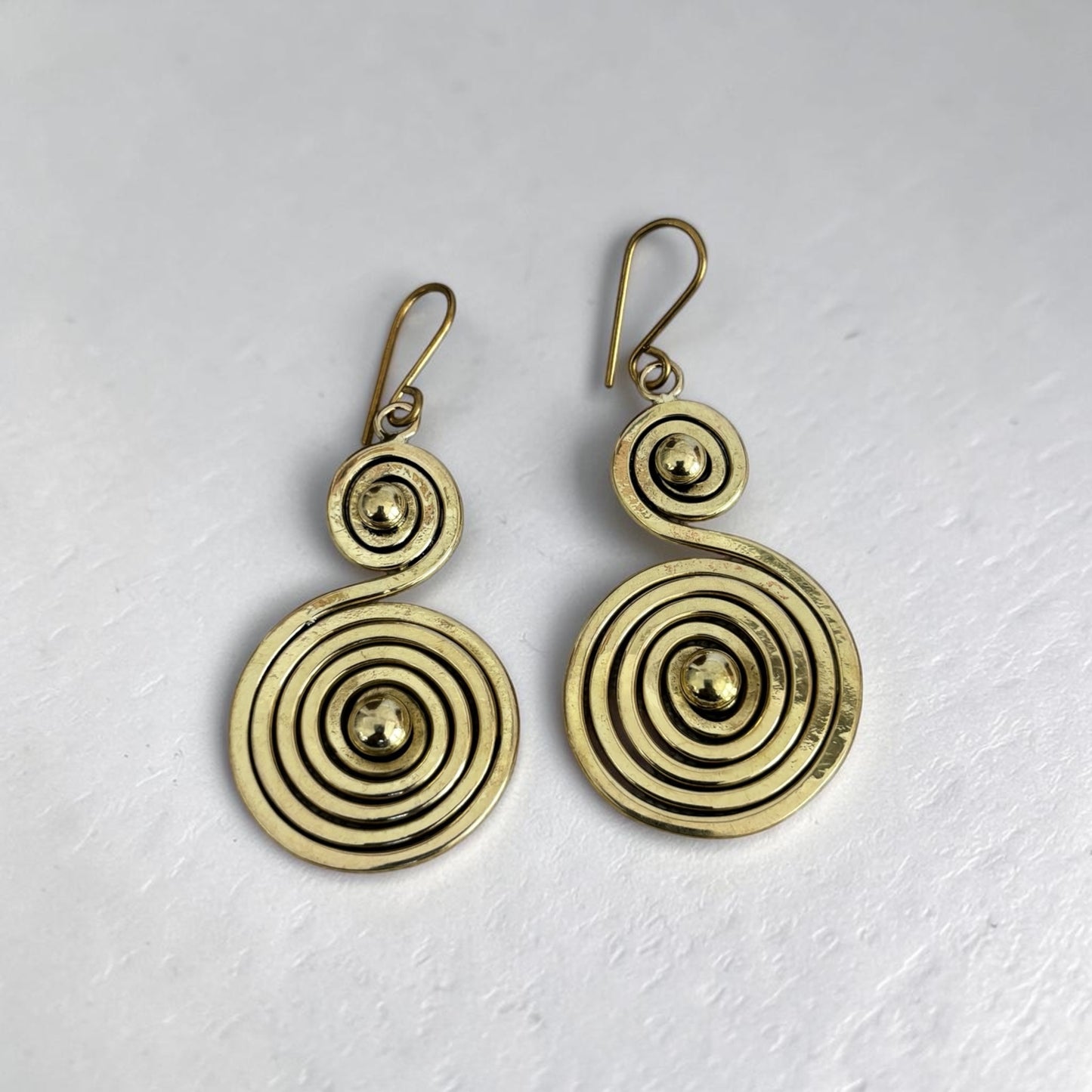 Mduara Spiral Brass Earrings