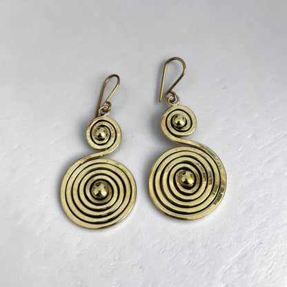 Mduara Spiral Brass Earrings