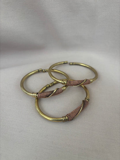 Asili Coil Brass Bracelet with Copper Accent