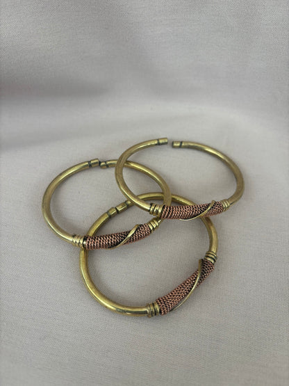 Asili Coil Brass Bracelet with Copper Accent