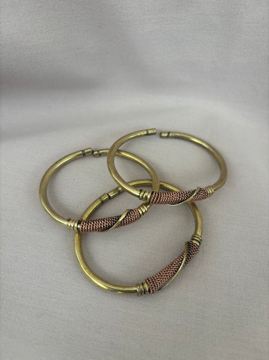 Asili Coil Brass Bracelet with Copper Accent