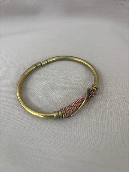 Asili Coil Brass Bracelet with Copper Accent
