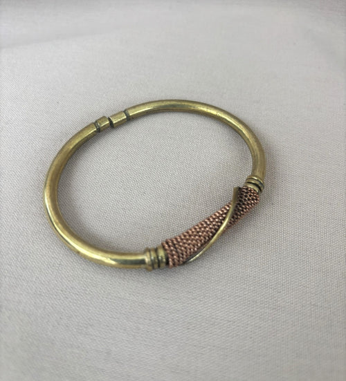 Asili Coil Brass Bracelet with Copper Accent